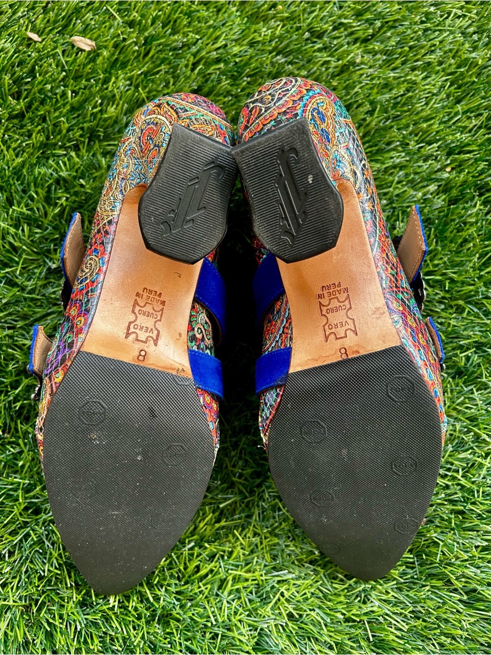 John Fluevog Classy Strozzi Swordfish Toe Pumps in Paisley - Picture 7 of 8